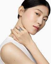 Stax Six Row Ring in Sterling Silver with Diamonds, 16mm